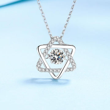 Admirable Six-pointed Star of David Romantic 0.5ct Moissanite Diamond Necklace - The Jewellery Supermarket